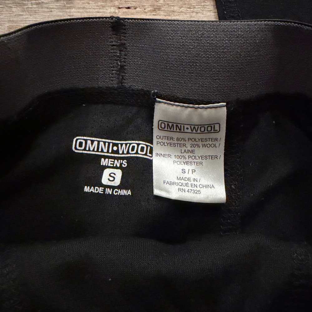 Omni Wool Mens Black Thermal Base Layer Leggings Wool Blend Size Small - Picture 4 of 7